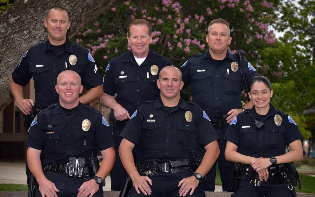 Roger Flanders with fellow Garden Grove Police officers