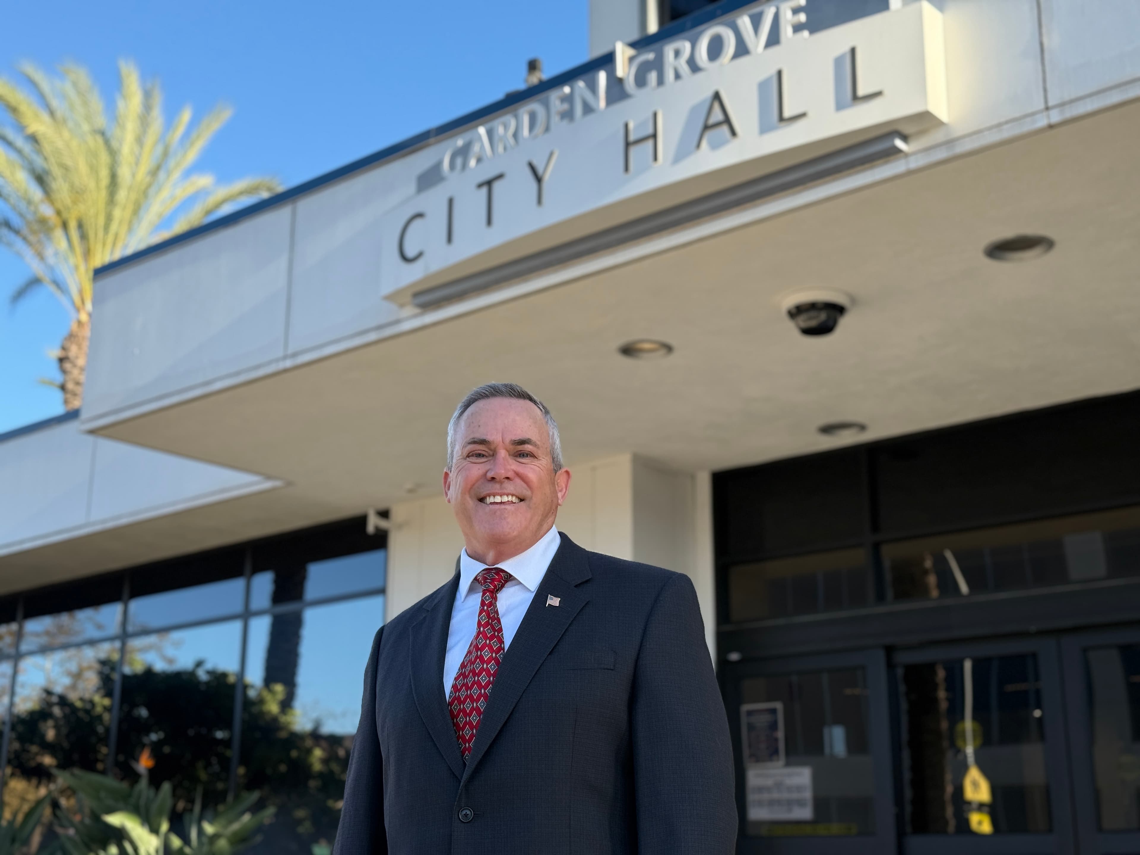 Roger Flanders outside Garden Grove City Hall